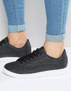 Asos Lace Up Sneakers In Black Pyramid - Black