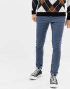 Asos Design Super Skinny Chinos In Dark Blue - Blue