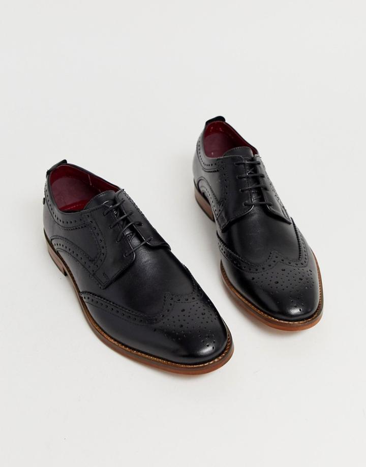 Base London Motif Brogues In Black - Black
