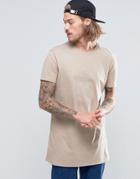 Asos Super Longline T-shirt In Beige - Beige