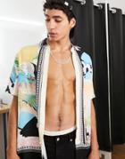 River Island Landscape Printed Shirt In Ercu-pink