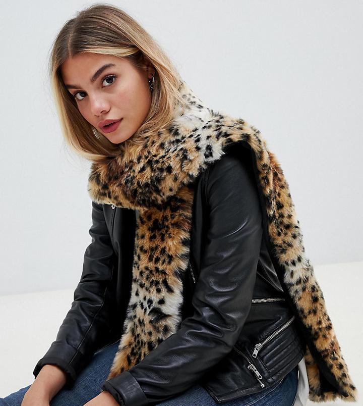My Accessories Faux Fur Leopard Scarf - Multi