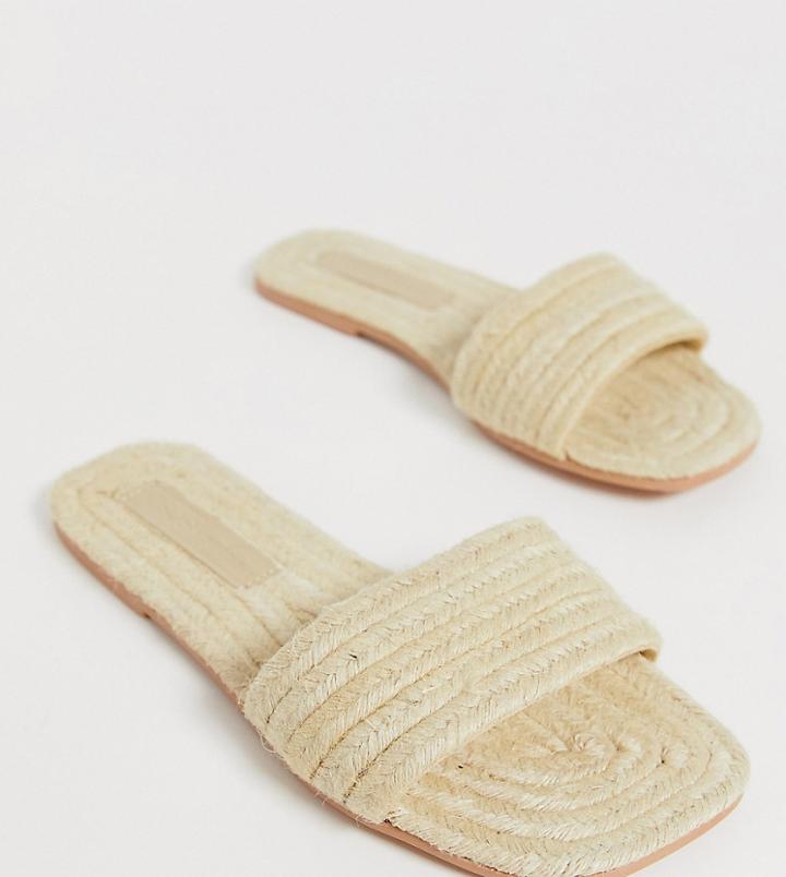 Asos Design Wide Fit Jayme Espadrille Sandals - Beige