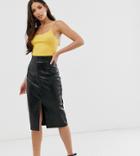 Glamorous Tall Midi Skirt In Faux Croc-black