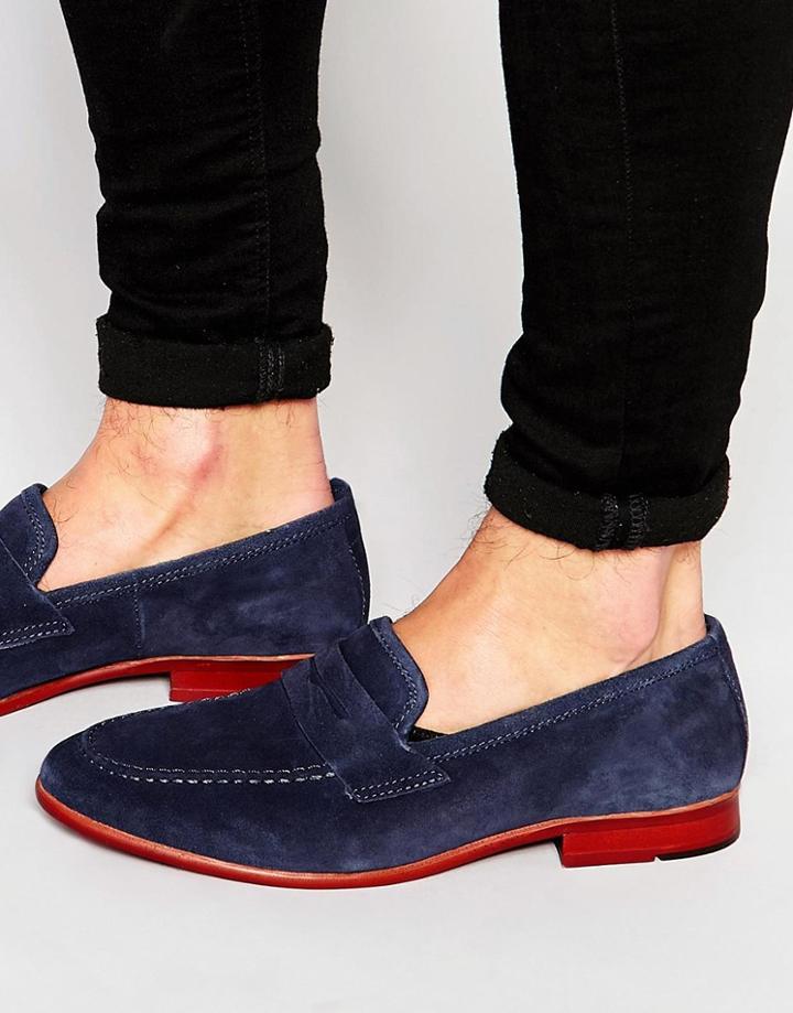 Kg By Kurt Geiger Darley Penny Loafers In Suede - Blue