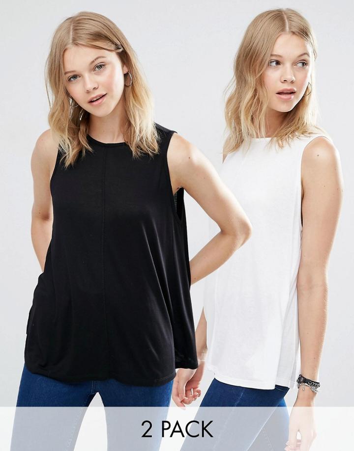 Asos Swing Tank With Drape 2 Pack - Black