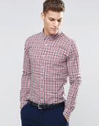 Asos Skinny Shirt In 2 Color Check With Long Sleeves - Red