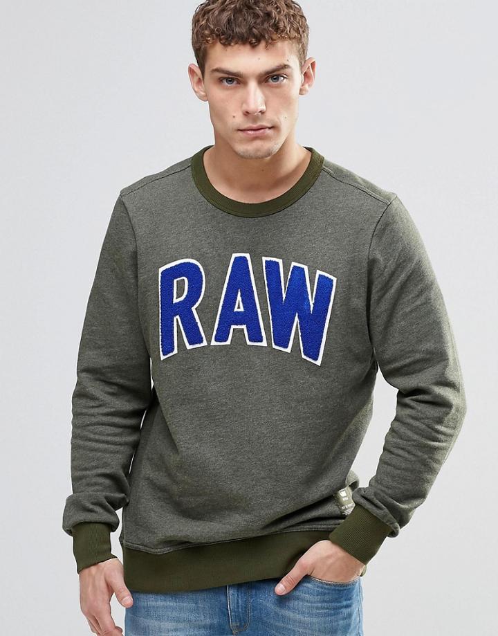 G-star Warth Sweatshirt Raw Applique - Dk Bronze Green Htr
