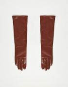 Asos Design Long Gloves In Brown