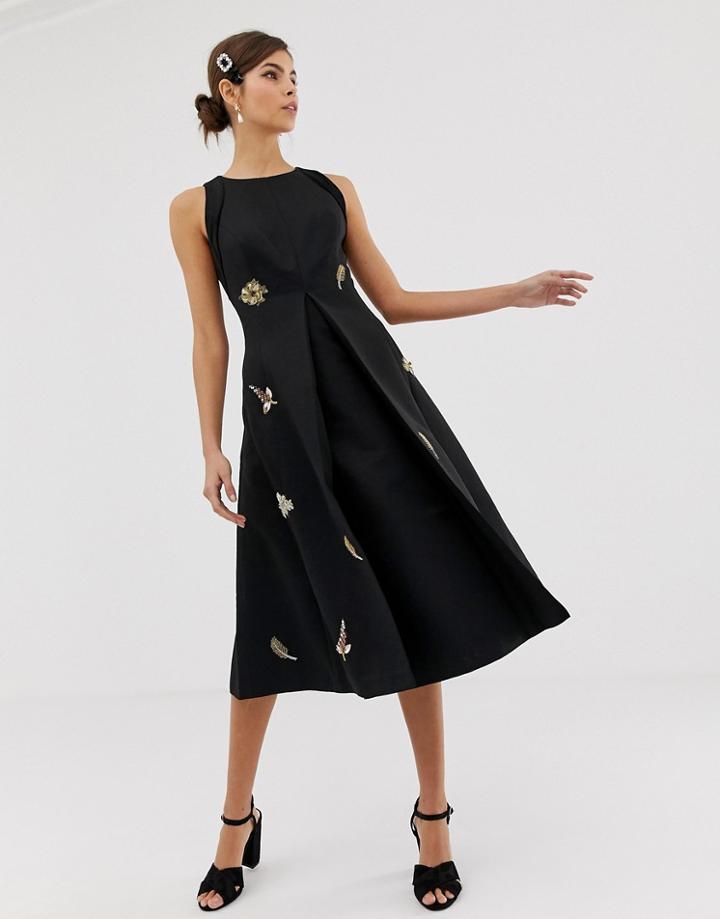 Ted Baker Flloraa Embellished Midi Dress - Black