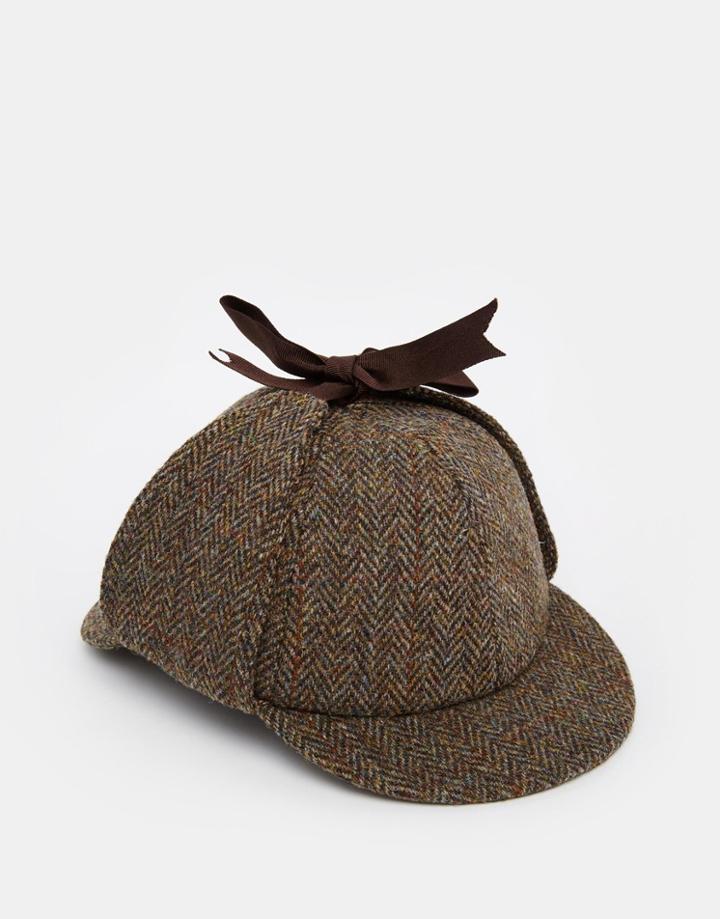 Asos Deer Hunter Hat In Harris Tweed - Khaki