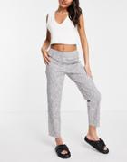 Selected Femme Tailored Straight Leg Pants In Gray-white