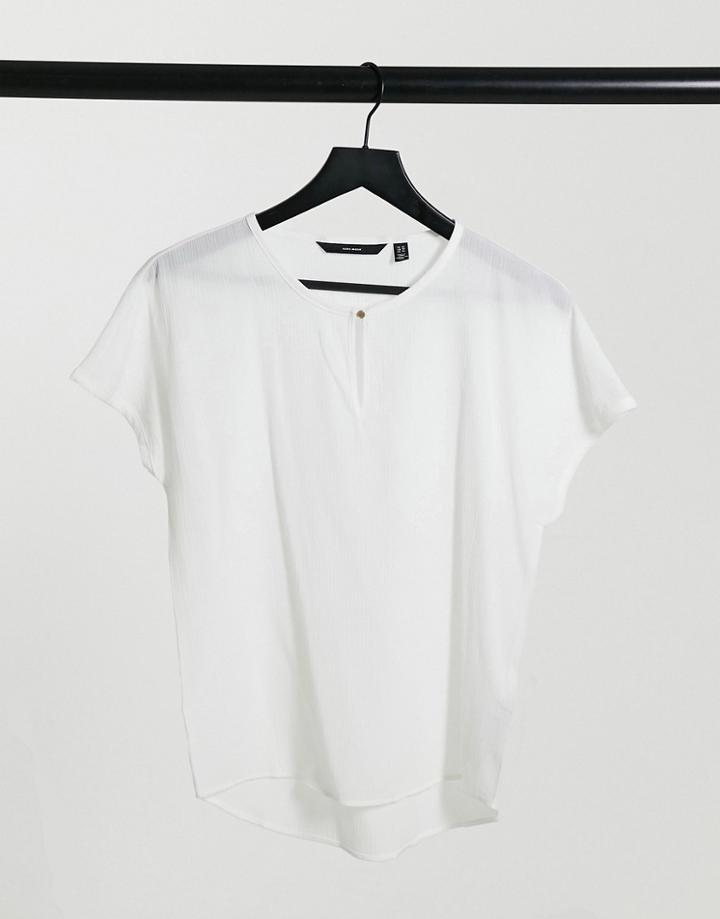 Vero Moda Short Sleeve Top In White-black