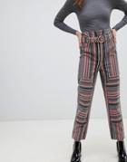 Asos Design Stevie Peg Pants In Berry Stripe - Multi