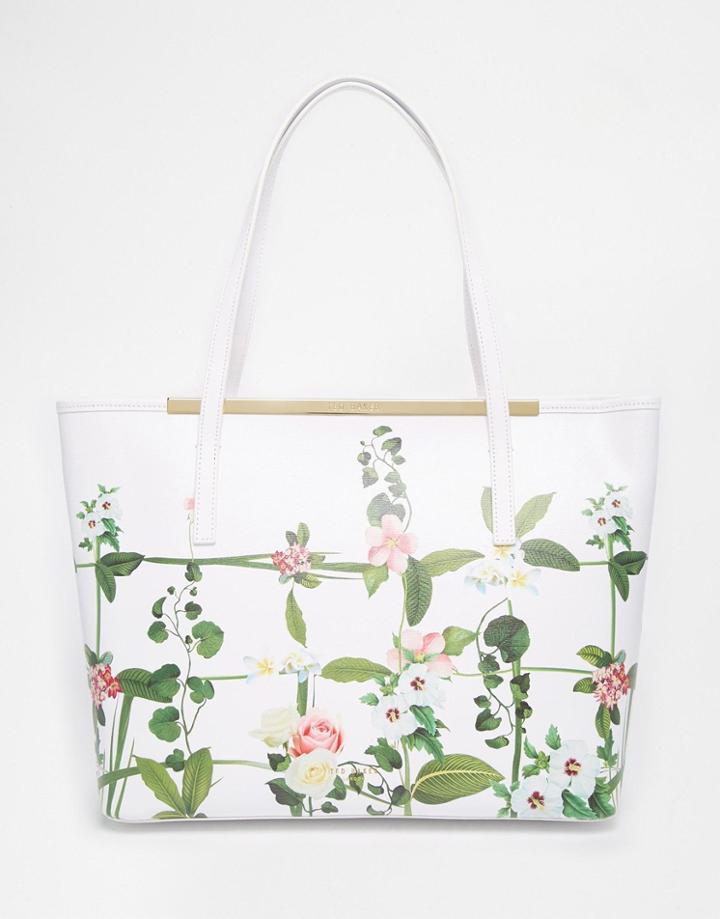 Ted Baker Secret Trellis Crosshatch Shopper In White - Cream