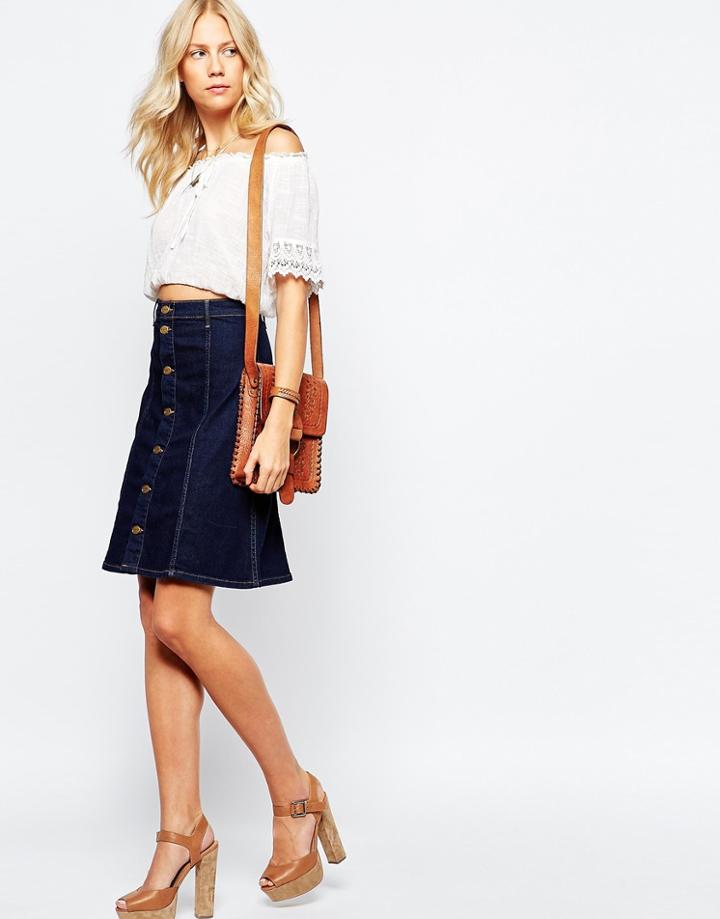 Pepe Jeans Denim A-line Knee Skirt - Blue