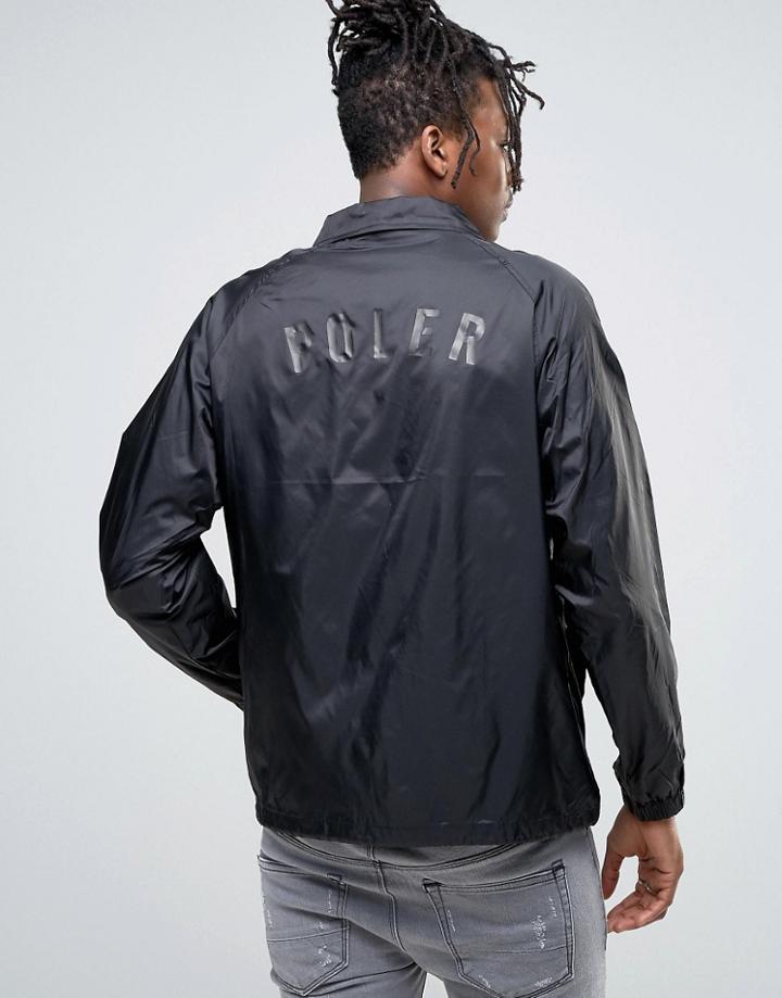 Poler Coach Jacket With Logo Back Print - Black