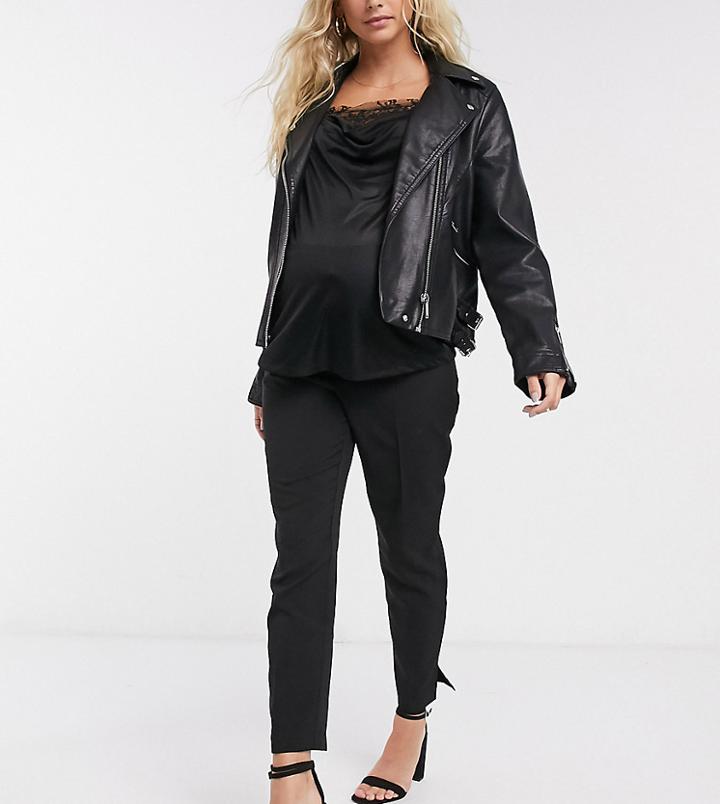 Asos Design Maternity Mix & Match Tailored Cigarette Suit Pants With Over Bump Band-black