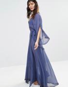 The Jetset Diaries Las Perlas Chiffon Embellished Kimono Maxi Dress - Blue