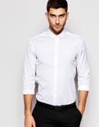 Hugo By Hugo Boss Smart Shirt In Slim Stretch Cotton And Eyelet Collar In White - White