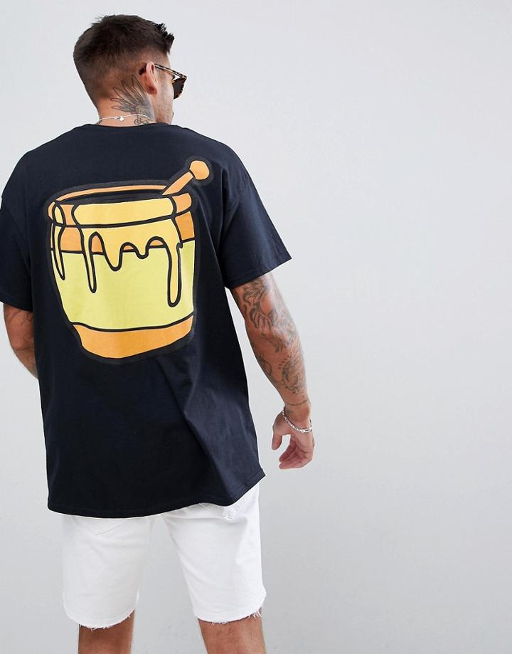 New Love Club Honey Back Print T-shirt - Black