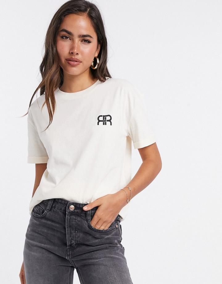 River Island Logo Turnback Sleeve Two-piece T-shirt In Beige-neutral