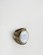 Asos Embellished Ring In Gold With White Stone - Gold