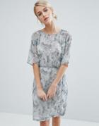 Storm & Marie Edit Marble Print Belted Dress - White