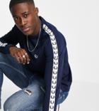 Fred Perry Taped Long Sleeve Top In Navy Exclusive At Asos