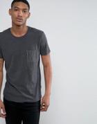 Selected Homme Contrast Pocket T-shirt In Stripe - Gray