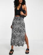 River Island Bias Cut Midi Skirt In Animal Print-black