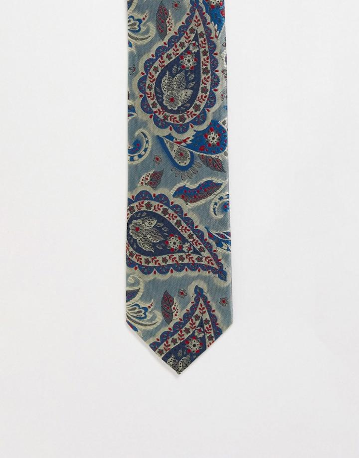 Gianni Feraud Tie In Paisley Jacquard Print In Blue-multi