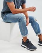 River Island Regular Fit Jeans With Rips In Light Wash Blue - Blue