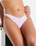Weekday Ava V-cut Bikini Bottoms In Lilac-purple