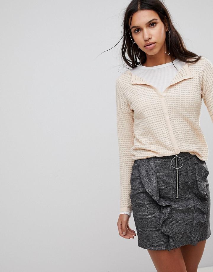 Mango Textured Jersey Cardigan - Pink