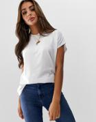Asos Design Oversized Cap Sleeve T-shirt In White