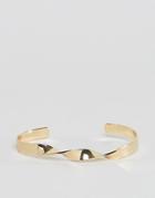 Asos Twisted Bangle In Shiny Gold - Gold