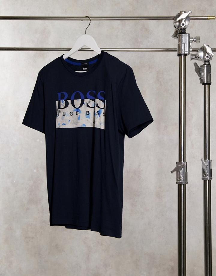 Boss Thady 1 Large Printed Logo T-shirt In Navy