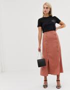 Vero Moda Double Split Button Front Midaxi Skirt-brown