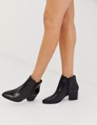 Aldo Larissi Kitten Heel Almond Toe Leather Ankle Boot-black