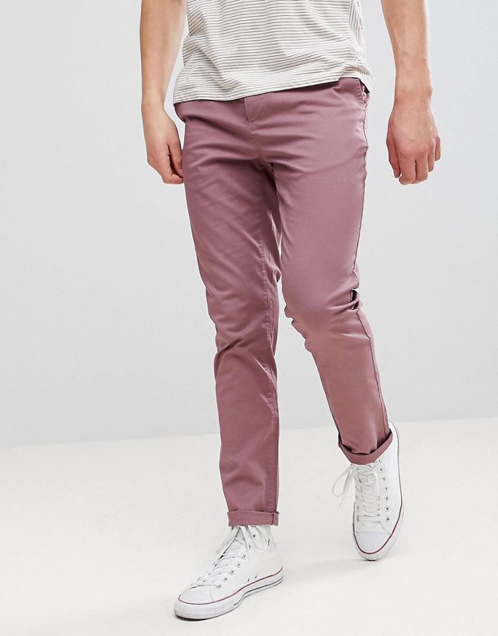 Asos Slim Chinos In Purple Taupe - Purple