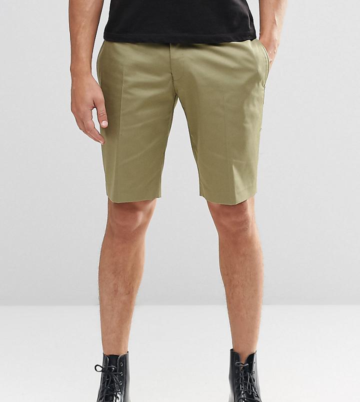 Religion Skinny Smart Shorts In Khaki - Green