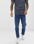 Bershka Slim Fit Jeans In Mid Blue - Blue