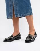 Asos Design Memory Studded Loafer Flat Shoes - Black