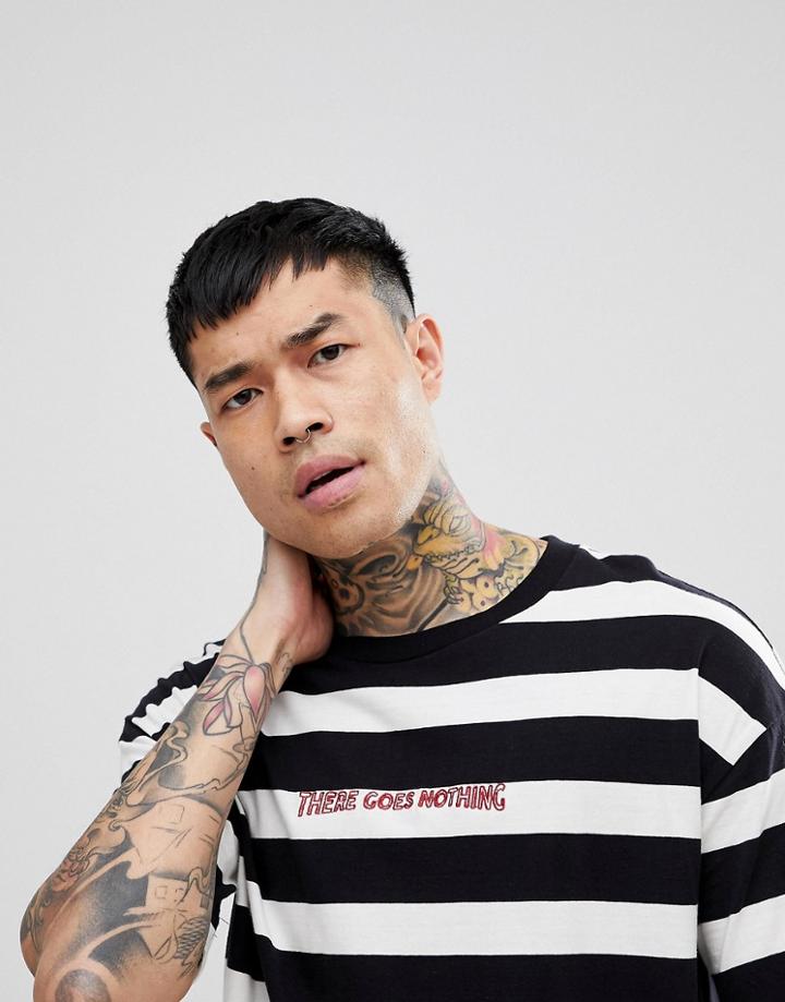 Globe Dion Stripe T-shirt With Embroidered Logo - Black