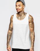 Asos Slub Jersey Tank With Reverse Print Stripe And Relaxed Fit - Ecru