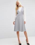 Asos Midi Layering Pinafore Dress - Gray