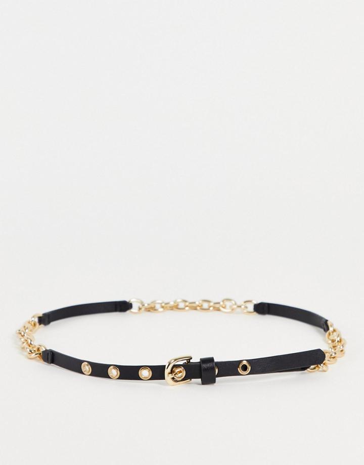 Na-kd Basic Chain Detail Belt In Black