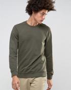 Only & Sons Crew Neck Sweatshirt With Ribbed Neck - Green