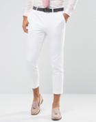 Asos Skinny Suit Cropped Pants In White - White